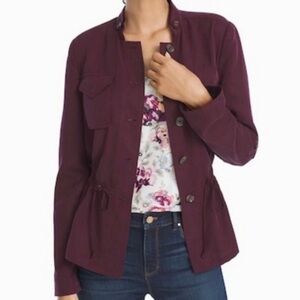 White House Black Market Maroon Utility Jacket, Size 0